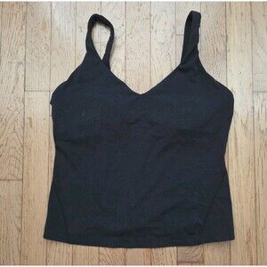 Lululemon Align Waist-Length Tank Top Size 12 Black Built In Bra Athletic W1DUCS